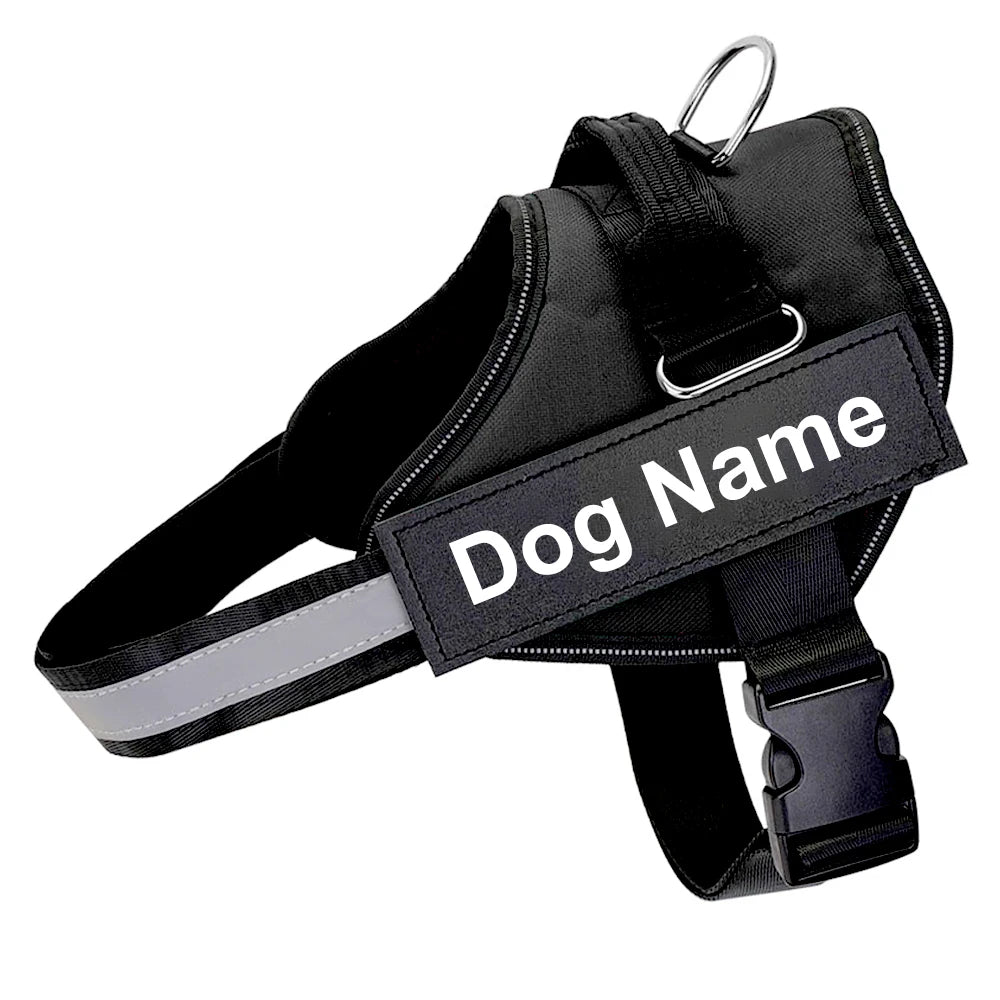 Personalized Adjustable Reflective Dog Harness With Customized Patch