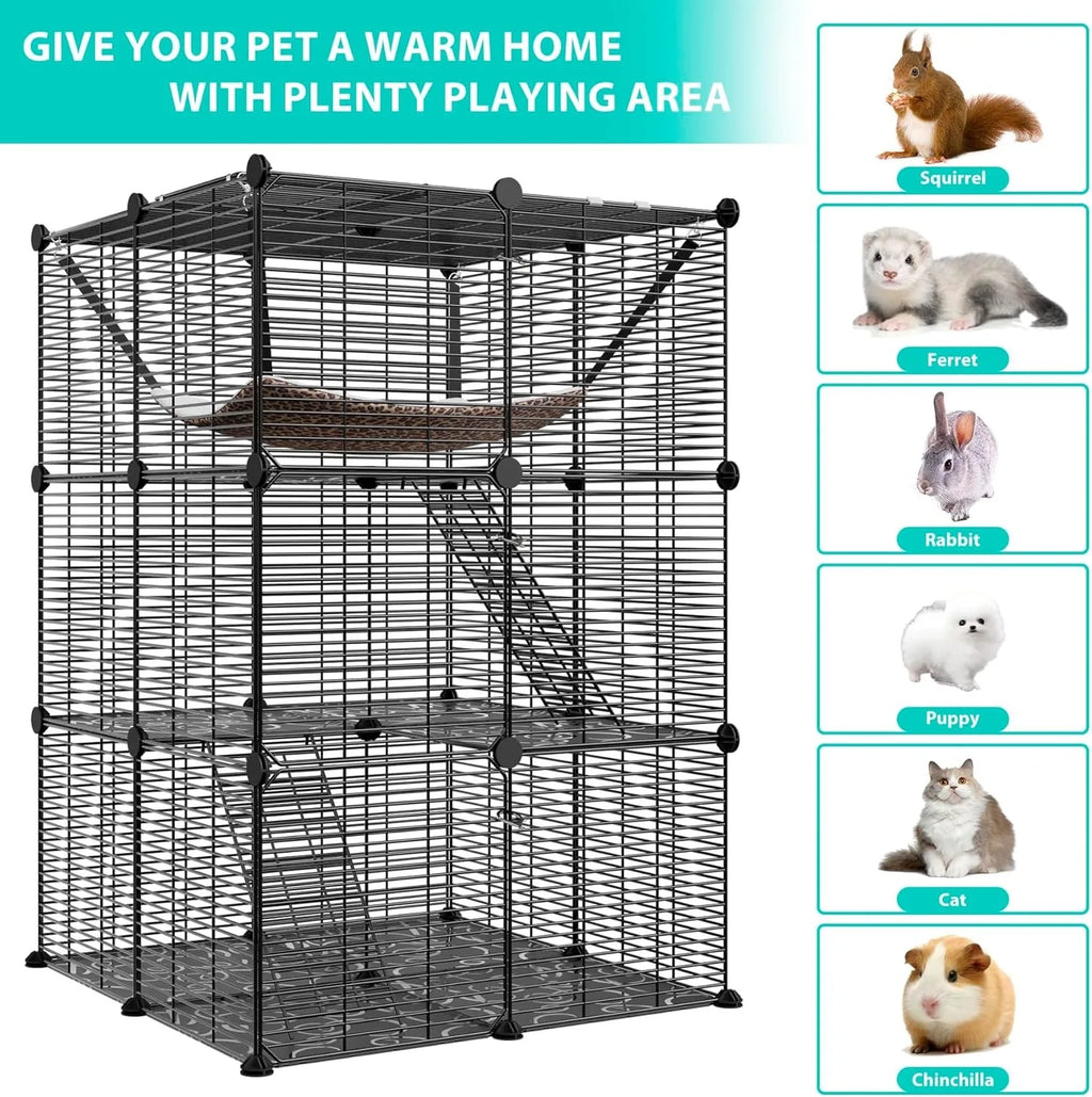3-Tier Indoor Enclosures with Hammock