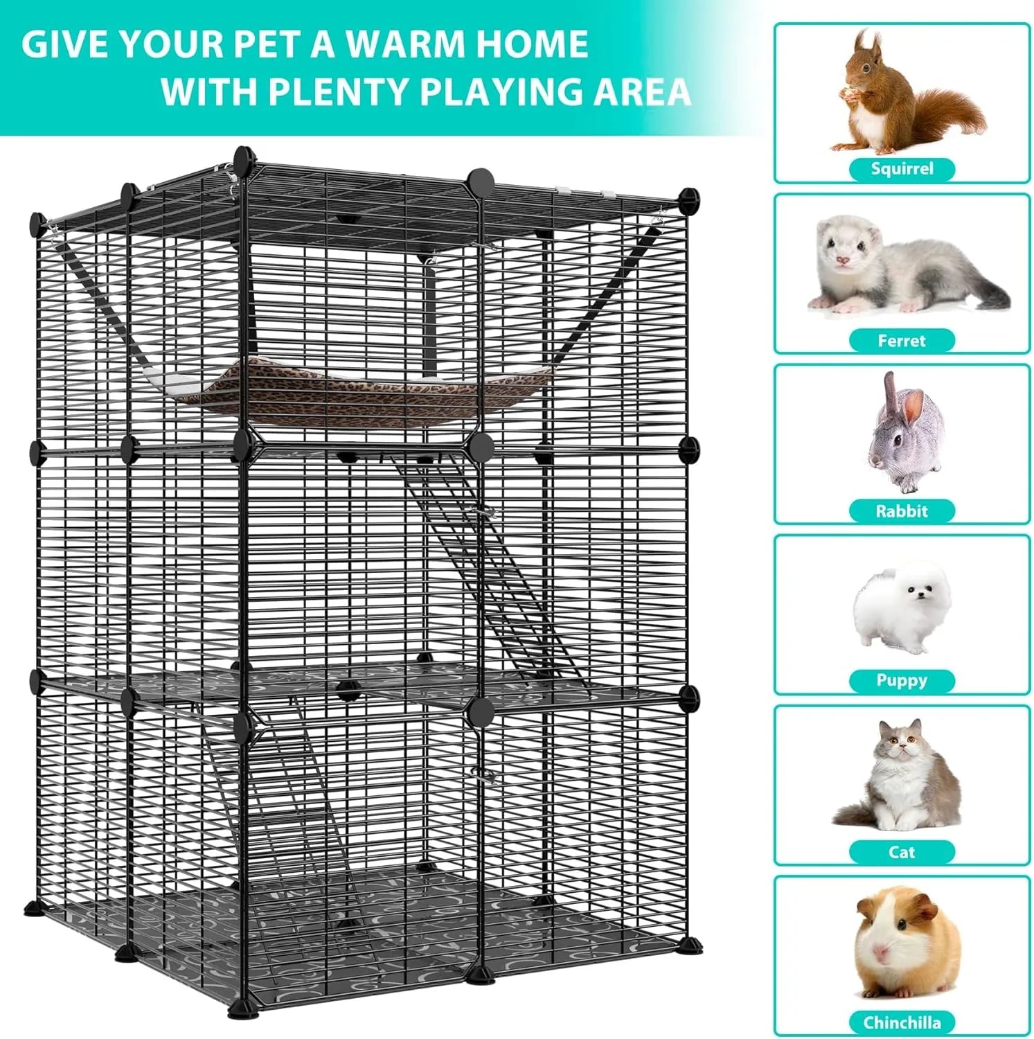 3-Tier Indoor Enclosures with Hammock