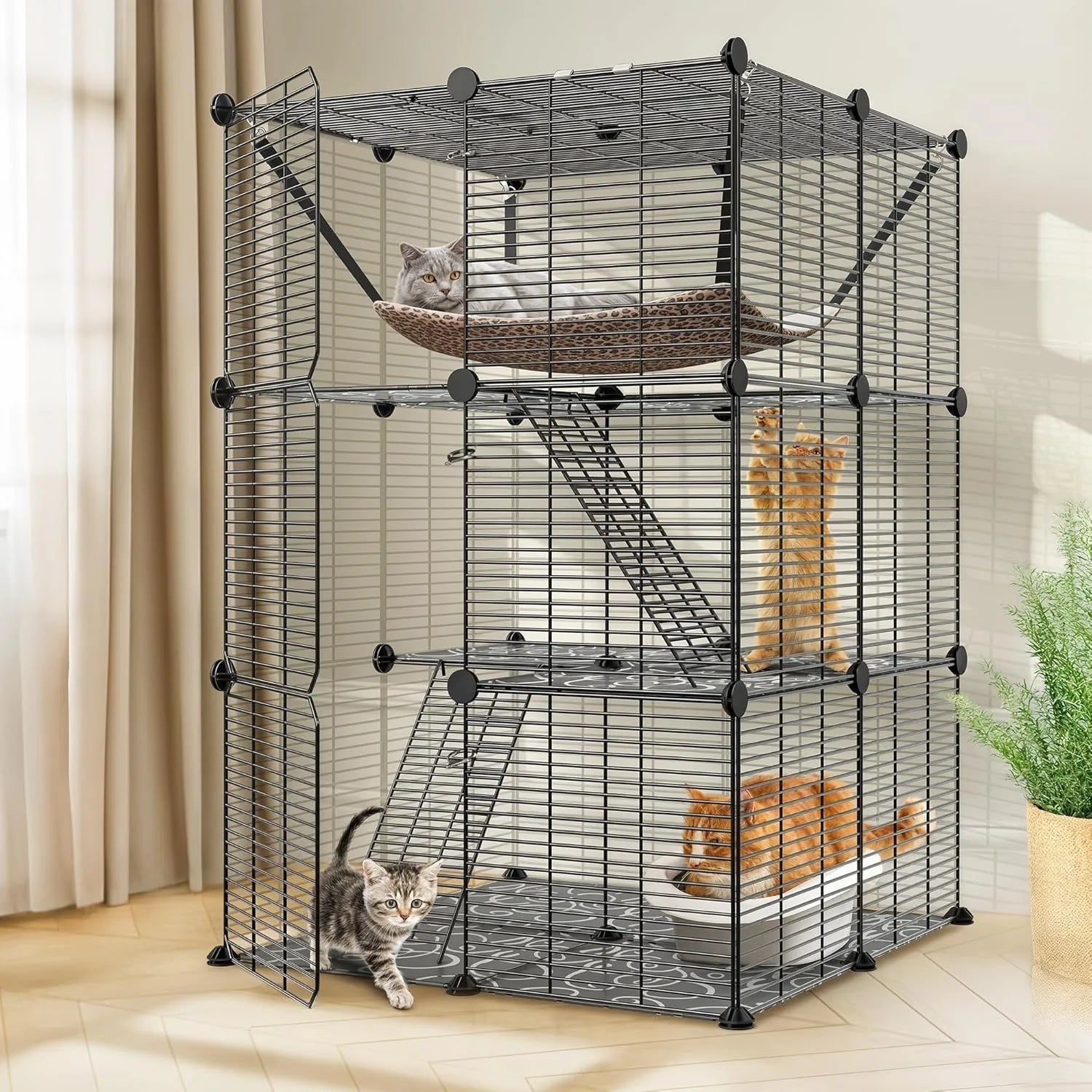 3-Tier Indoor Enclosures with Hammock