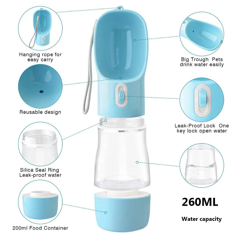 Portable Pet Water Bottle & Feeder Bowl