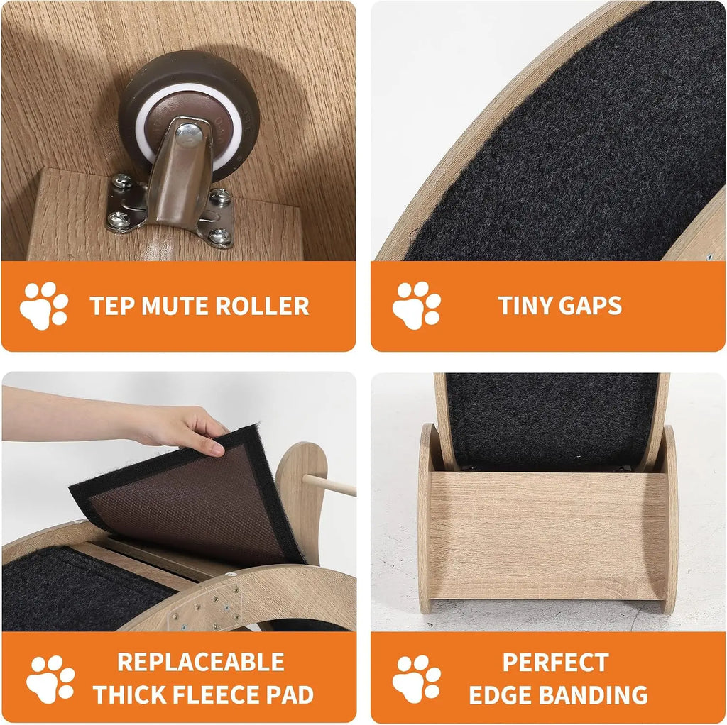 3 in1 Solid Wood Cat Treadmill Running Wheel