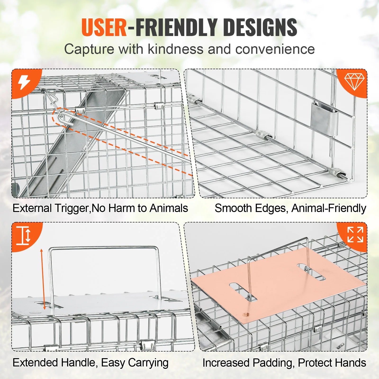 Humane Live Animal Cage Trap for Rabbits Stray Cats Squirrels Raccoons Groundhog