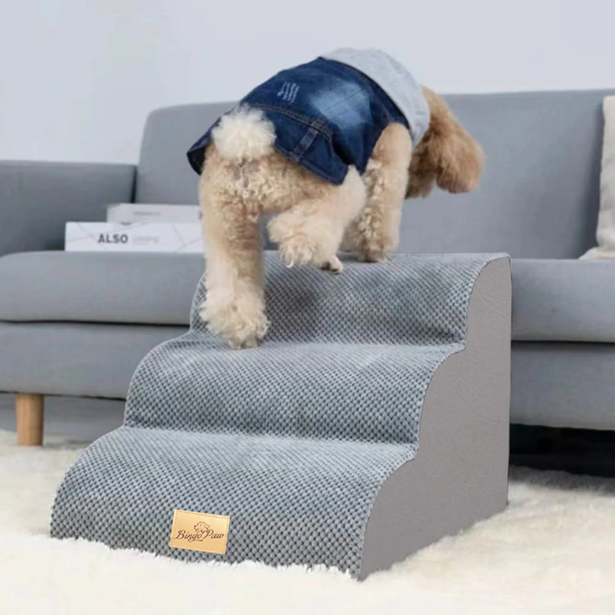 Extra Wide Pet Steps with Durable Non-Slip Waterproof Fabric Cover