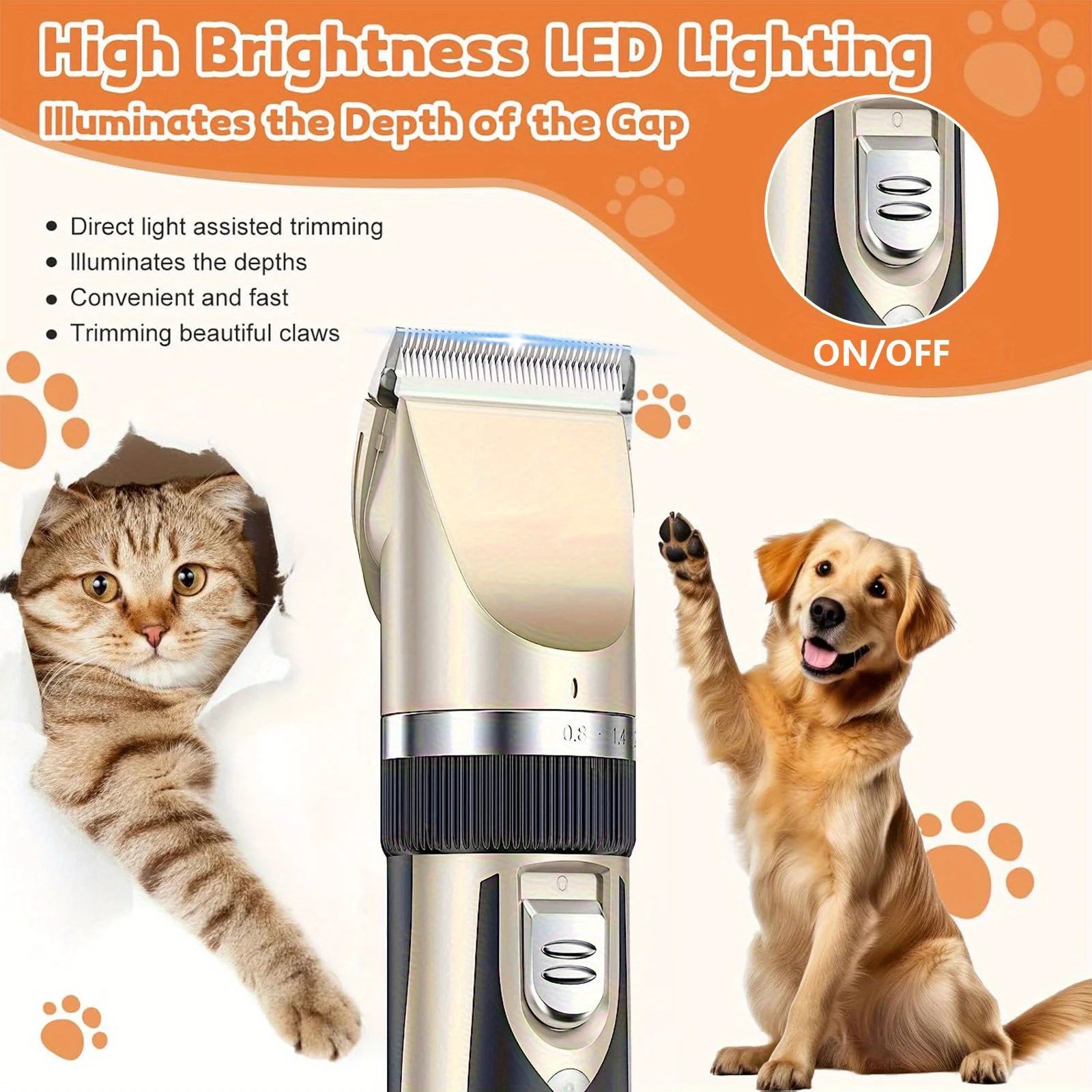Wireless Electric Pet Grooming Kit For Cats & Small-to-Medium Dogs