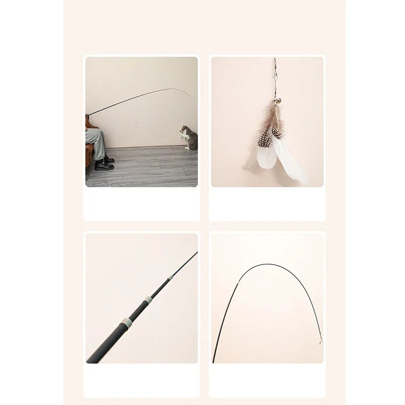 Extended telescopic cat stick feather cat toy