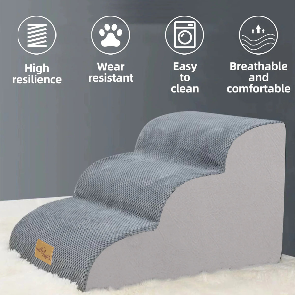 Extra Wide Pet Steps with Durable Non-Slip Waterproof Fabric Cover