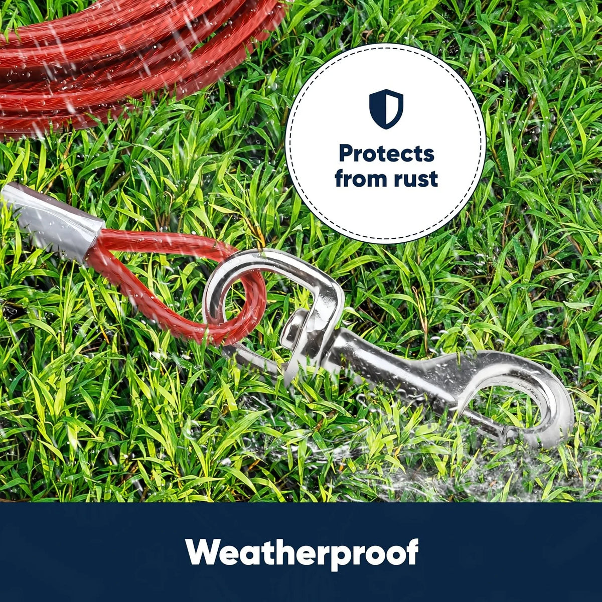 Heavy Duty 25 Foot Dog Lead Rust-Free with Quick Release Swivel Clips & 360° RotatingClasp - Tangle-Free DogsRunner for Yard