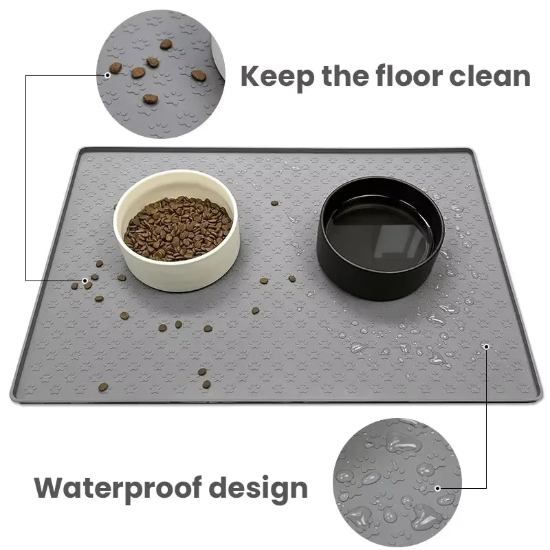 Cat 3 Bowls in 1 Raised Feeder with Silicone Food Mat