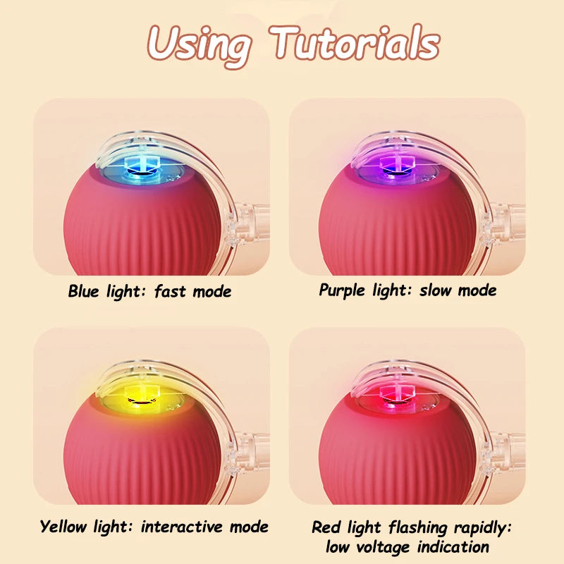 Rechargeable Automatic Rolling Ball with Faux Tail