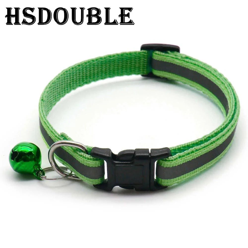 2Pcs/Pack 12 Colors Reflective Adjustable Cats And Small Dogs Collars With Bells