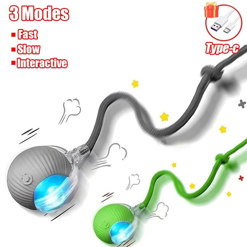 Rechargeable Automatic Rolling Ball with Faux Tail