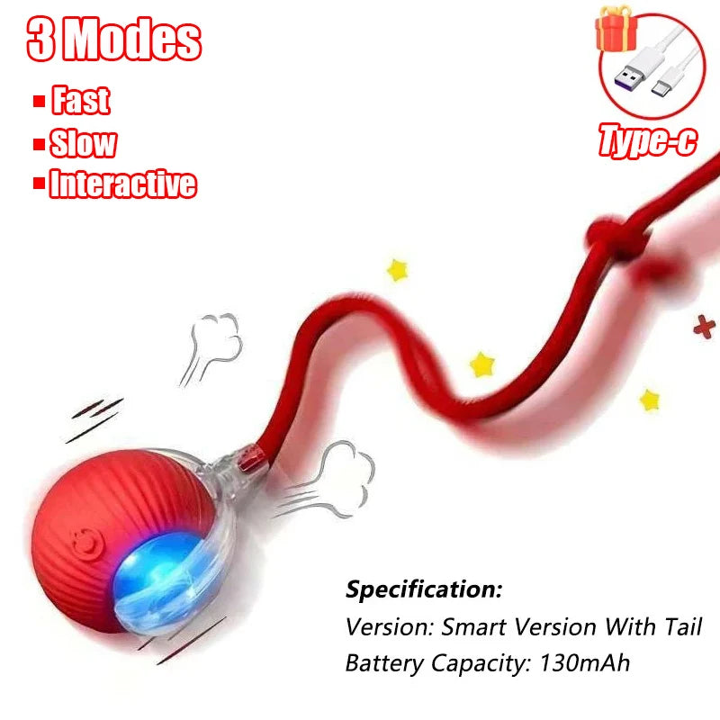 Rechargeable Automatic Rolling Ball with Faux Tail