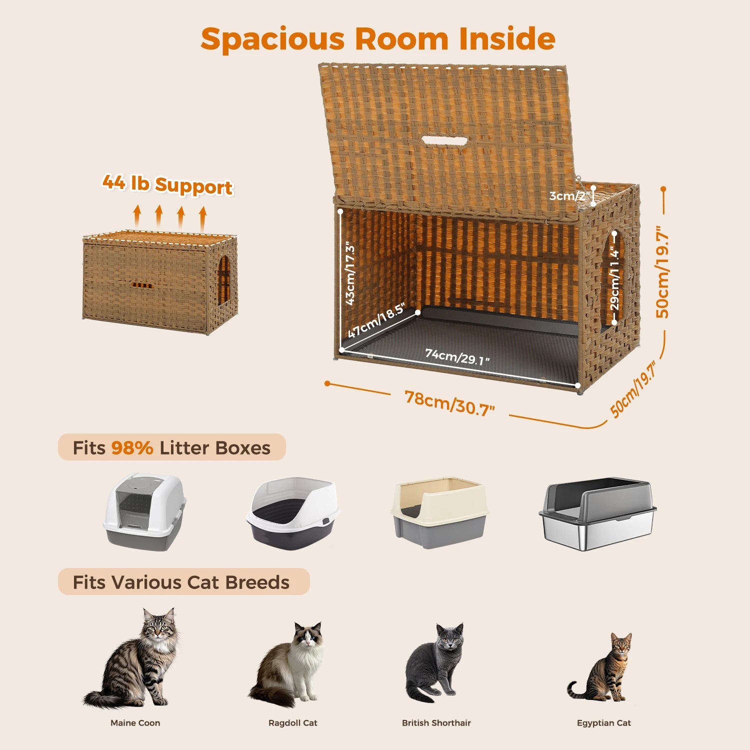 Rattan Cat Litter Box Enclosure
