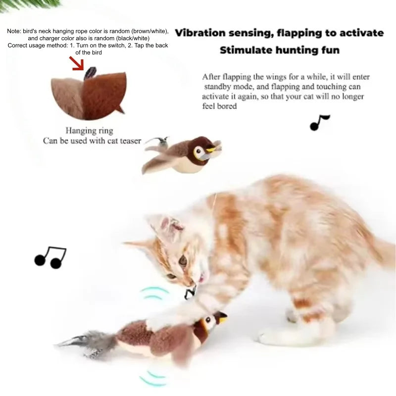 Interactive Rechargeable Chirping & Flapping Bird Cat Toy