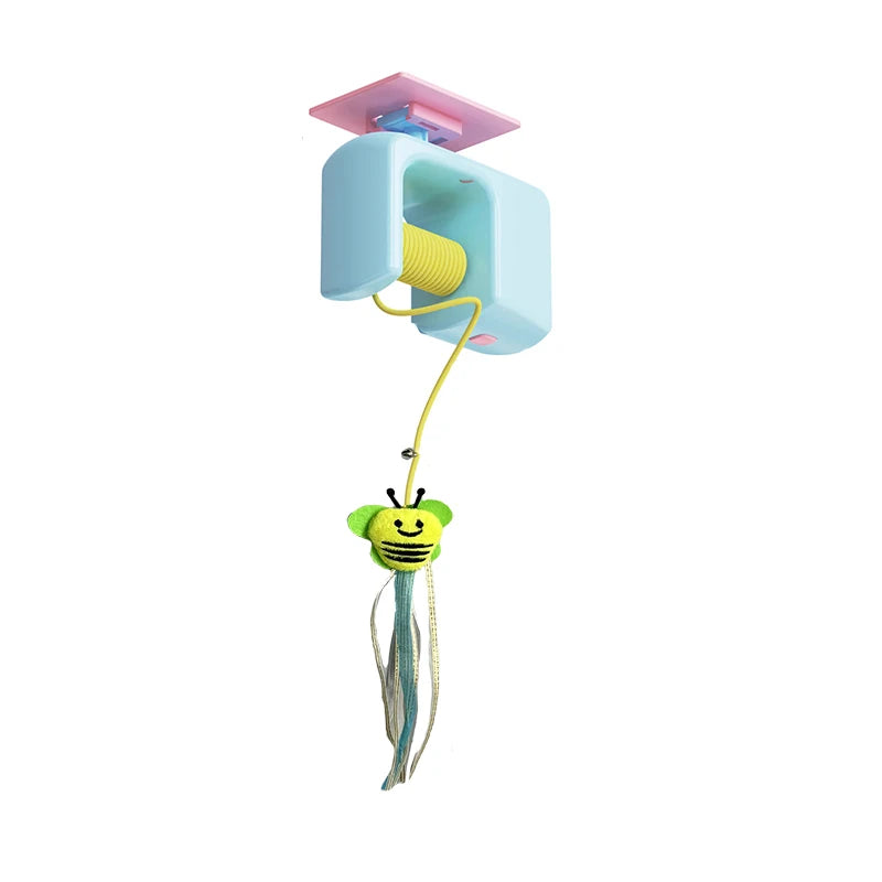Interactive Hanging Cat Retractable String RechargeableToys for Indoor Kittens and Bored Adult Cats with 3 Flying Feathers