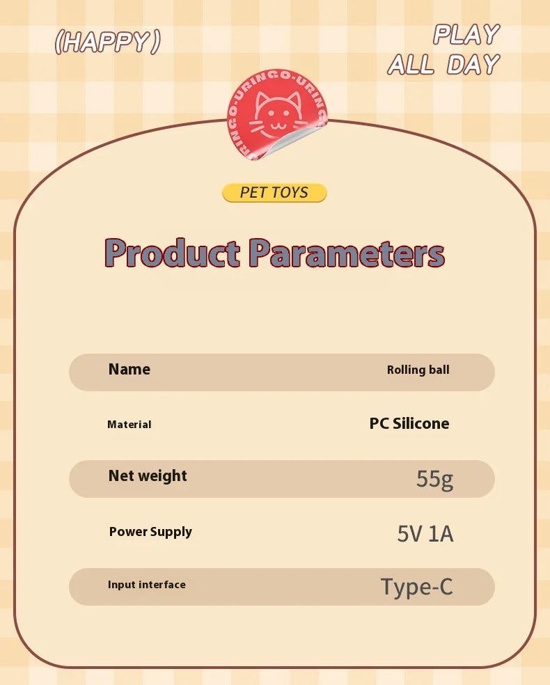 2Pcs Rechargeable Interactive Ball Toy For Cat