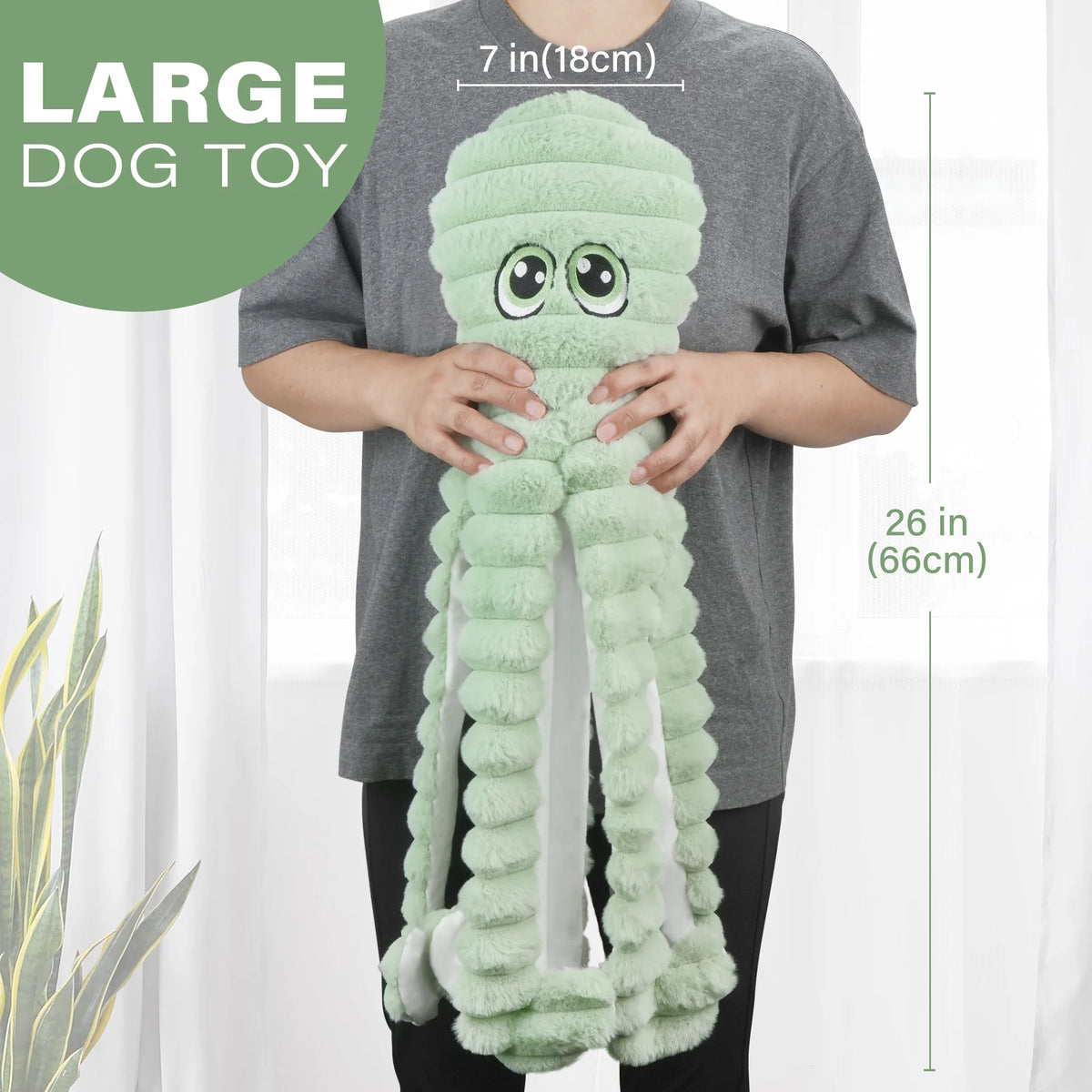 Octopus Design Squeaky Plush Toy
