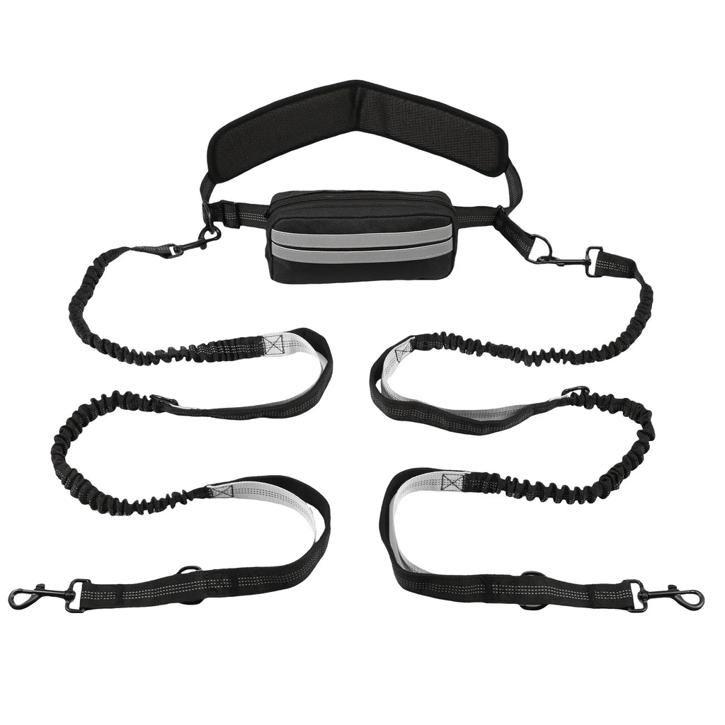 Hands Free Reflective Dog Leash With Waist Bag