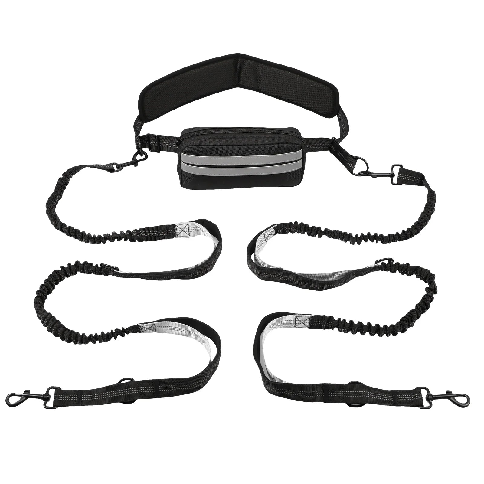 Hands Free Reflective Dog Leash With Waist Bag
