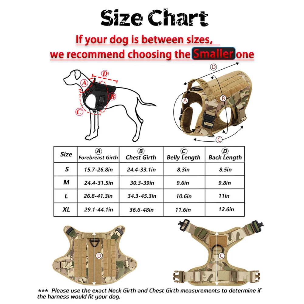 Tactical No Pull Dog Harness Leash Set for Large Dogs