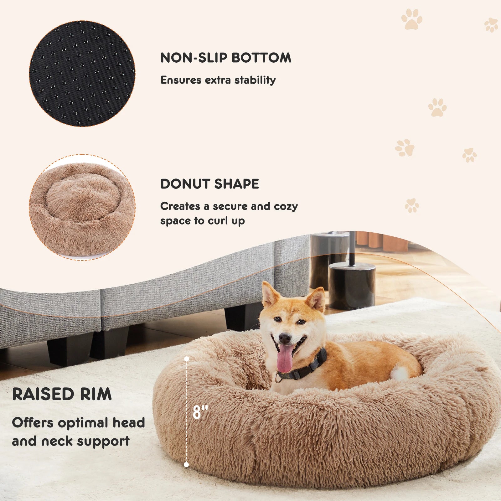 Washable Calming Dog Bed for Large Dogs