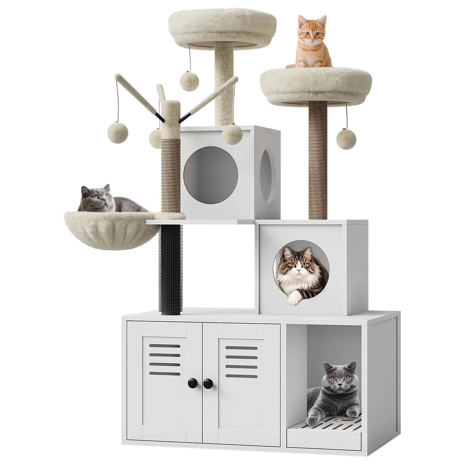 Litter Box Enclosure with Cat Tree