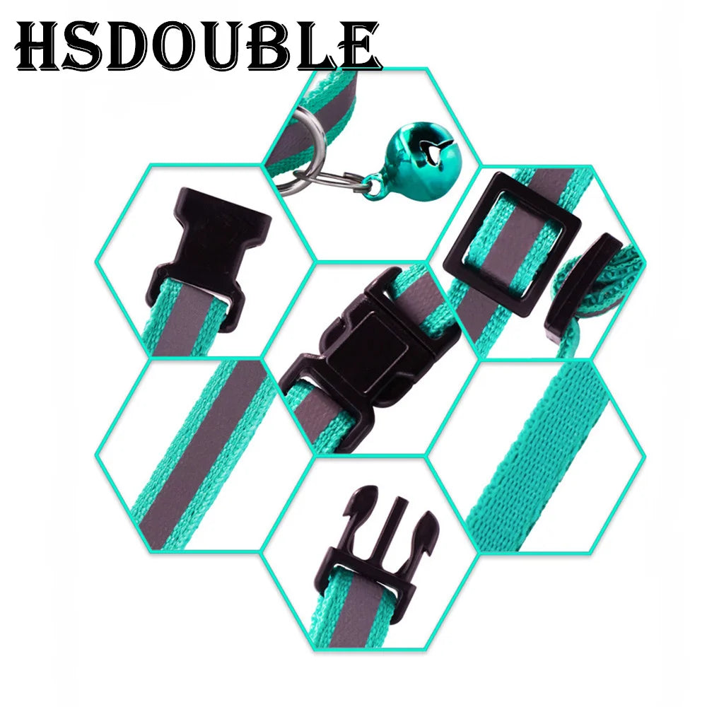 2Pcs/Pack 12 Colors Reflective Adjustable Cats And Small Dogs Collars With Bells