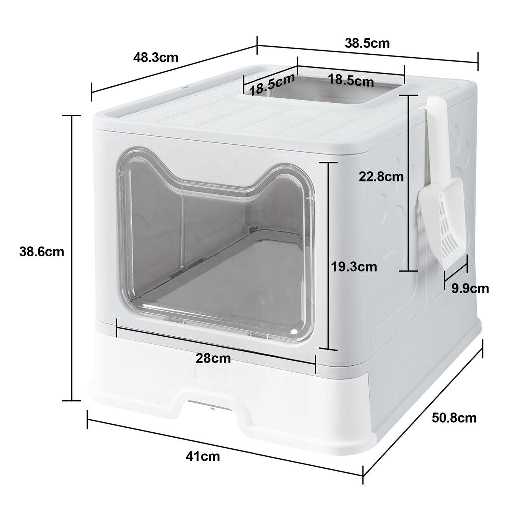 XXL Large Foldable Cat Litter Box with Front Entry & Top Exit