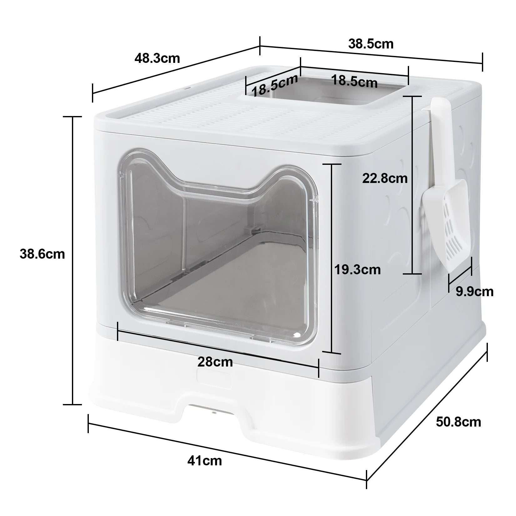 XXL Large Foldable Cat Litter Box with Front Entry & Top Exit