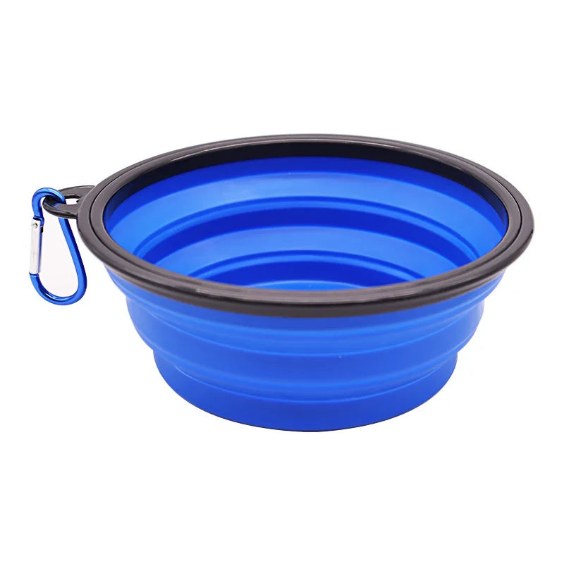 Folding Portable Silicone Dog Feeder Bowl with Carabiner