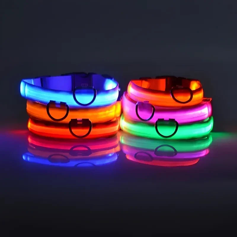 Flashing Glow In The Dark Nylon Dog Collar