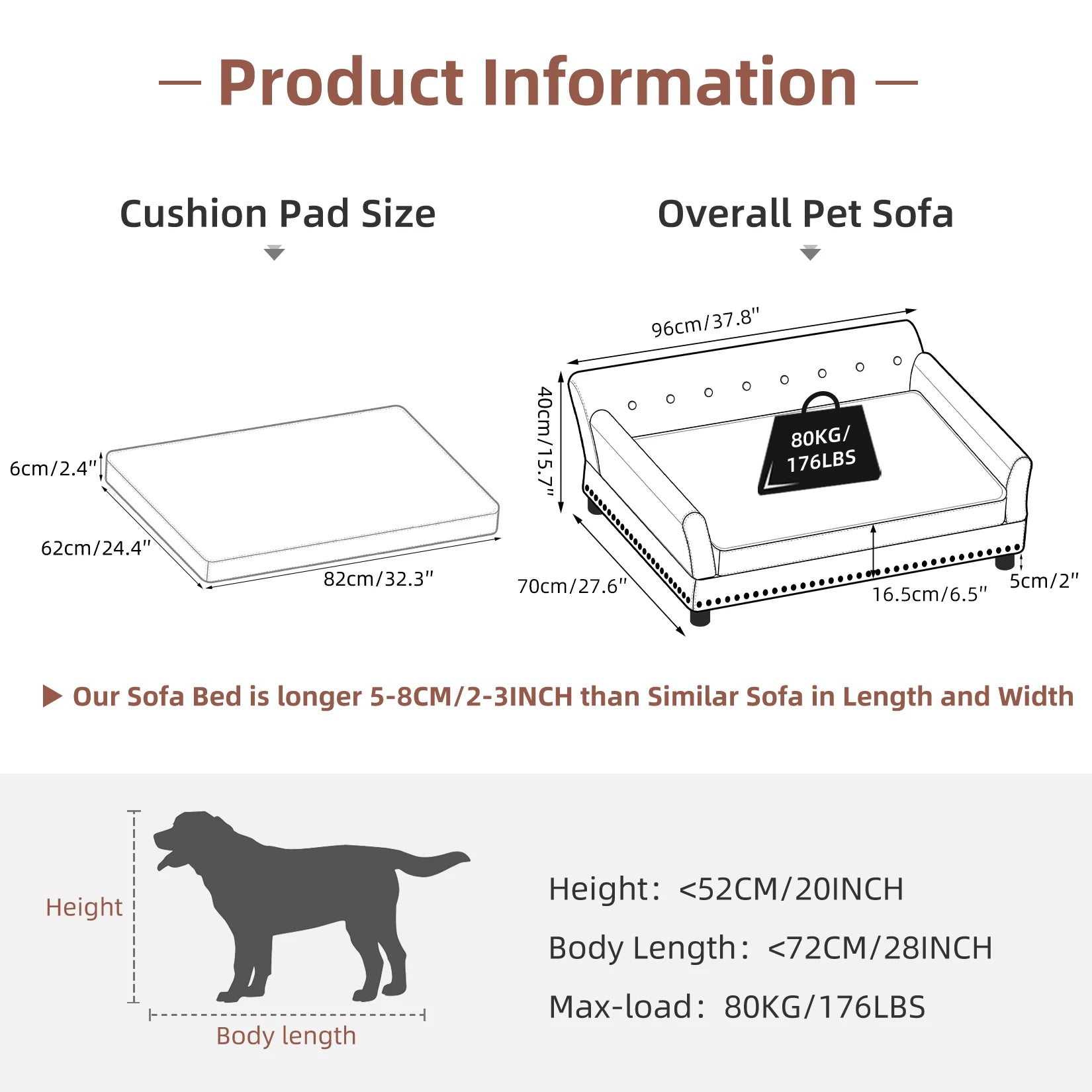Extra Large Elevated Dog Bed Sofa With Removable Cushion