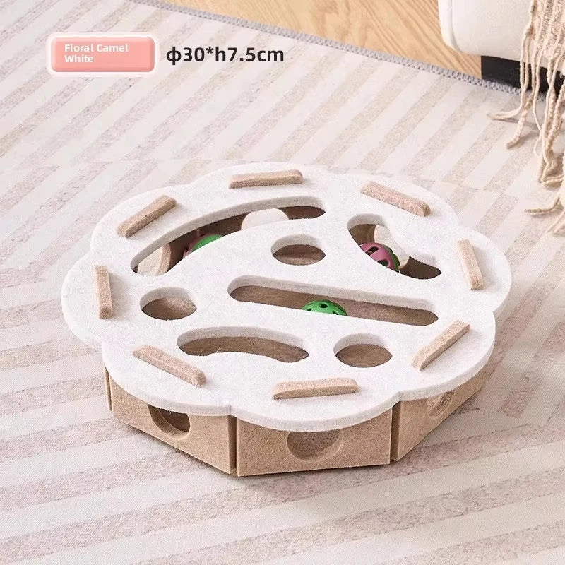 Felt Puzzle Box Cat Exercise Toy With Ball