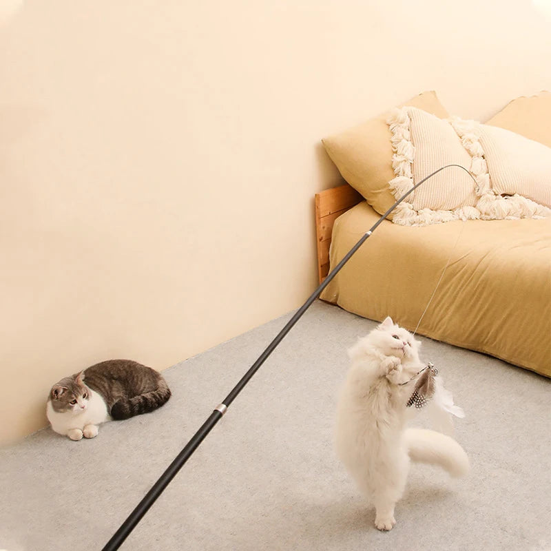 Extended telescopic cat stick feather cat toy