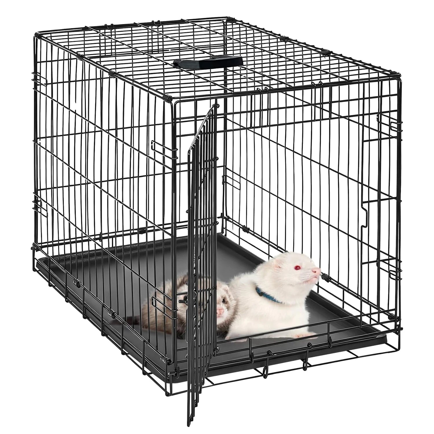 Portable Foldable Small Animal Cage with Slide Out Tray & 2 Door