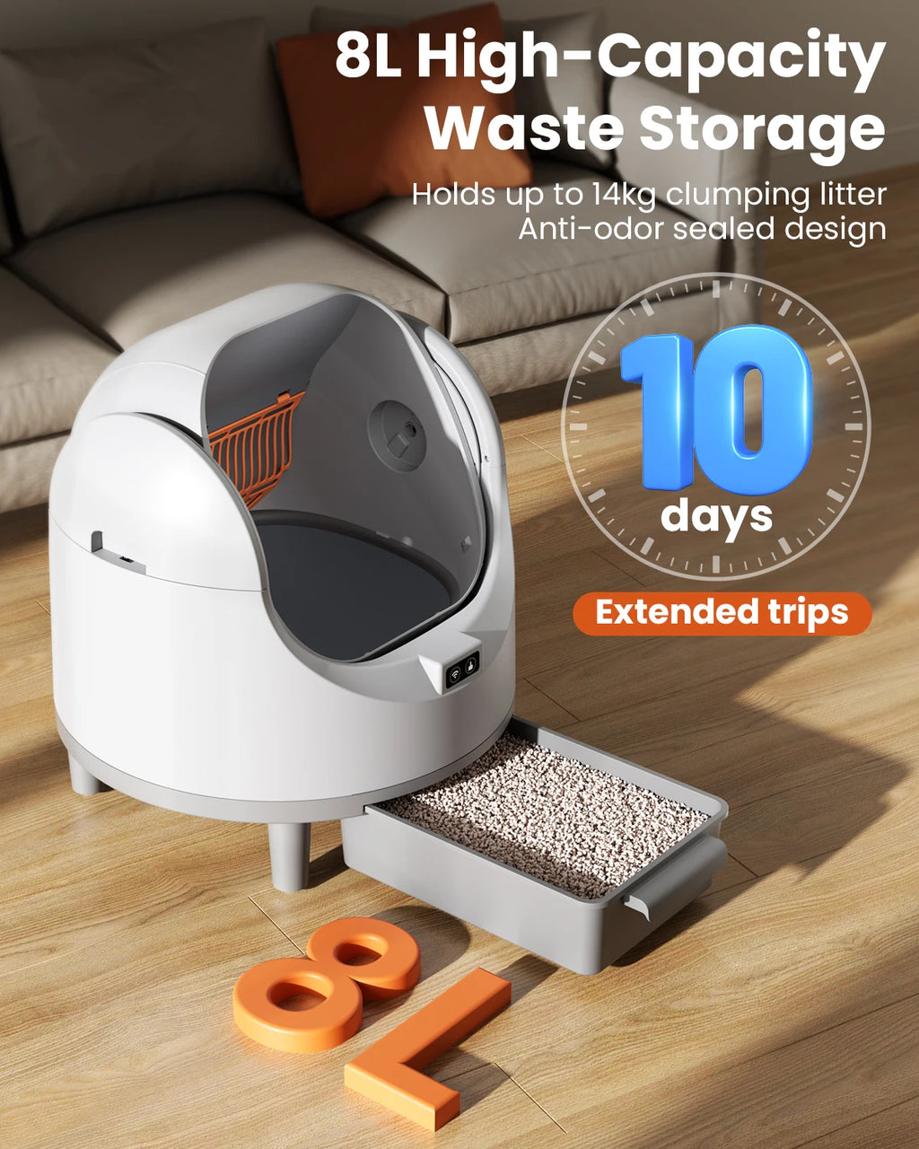 Self-Cleaning Smart Cat Litter Box with App Control