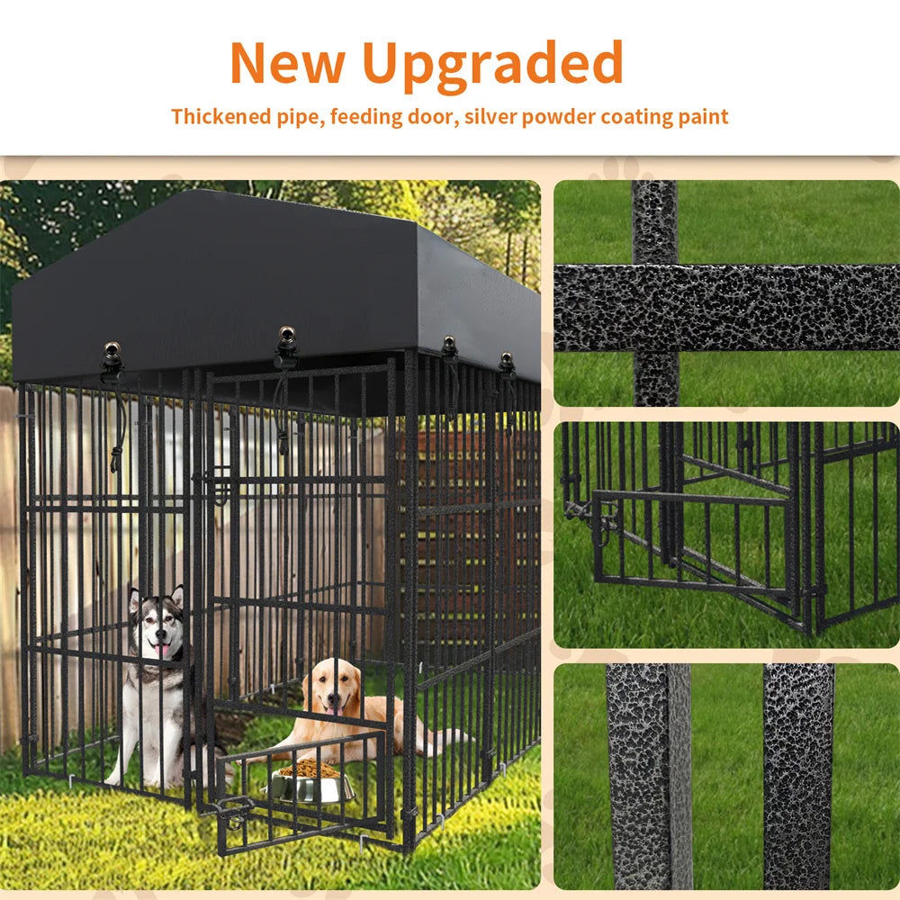 Heavy Duty Large Dog Kennel with Roof Cover
