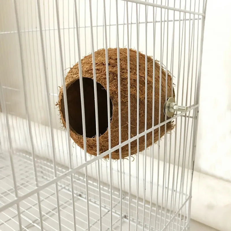 Coconut Shell Bird Nest Cage Hanging Toy