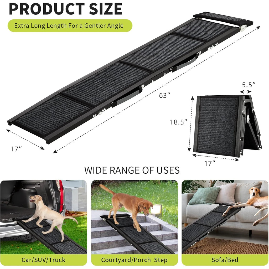 Folding Dog Ramp For Cars For Large Dogs Up ti 250 LBS With Non-Slip Surface