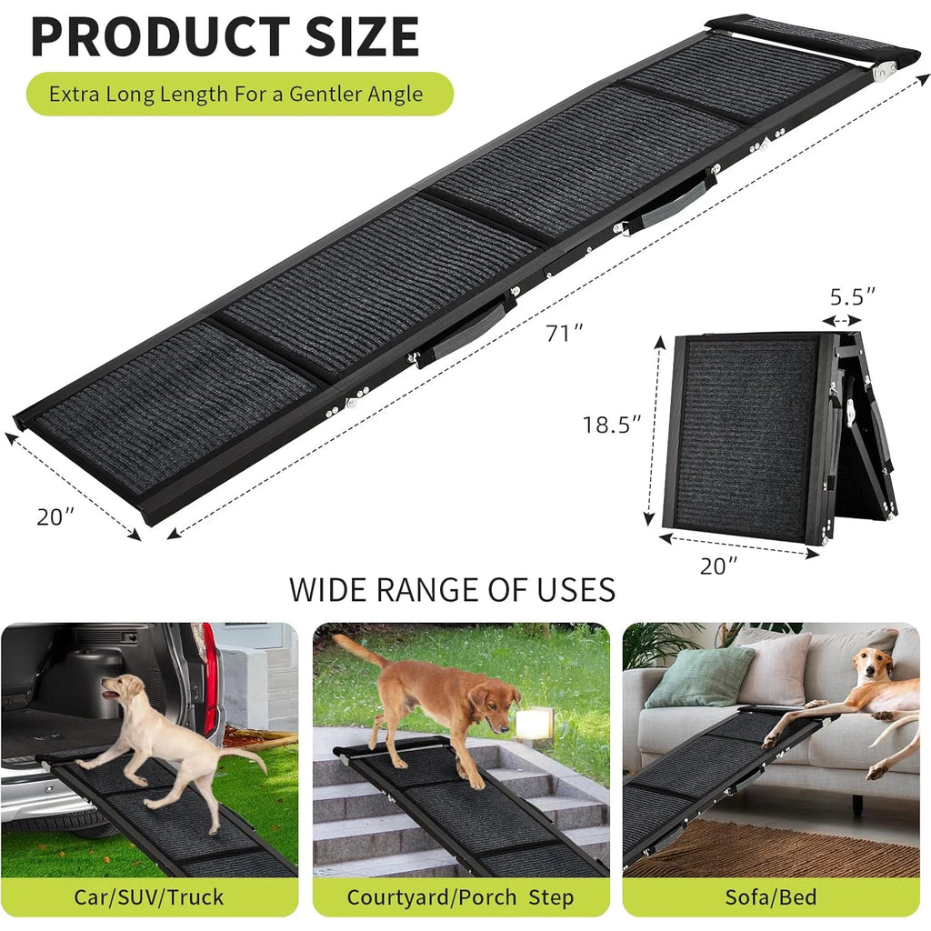 Folding Dog Ramp For Cars For Large Dogs Up ti 250 LBS With Non-Slip Surface
