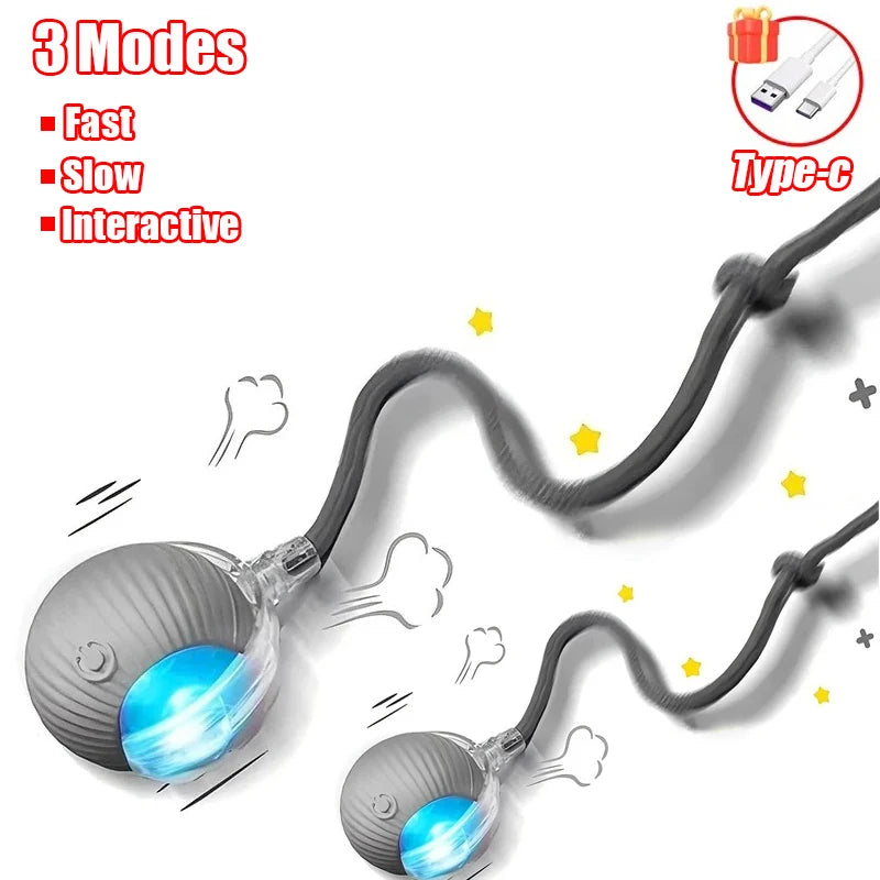 Rechargeable Automatic Rolling Ball with Faux Tail