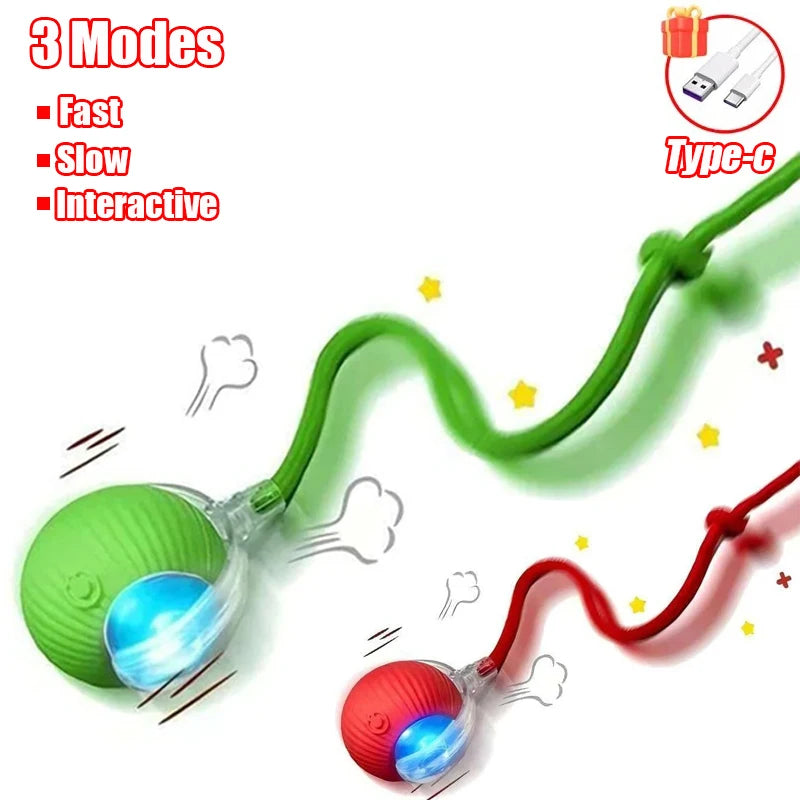 Rechargeable Automatic Rolling Ball with Faux Tail