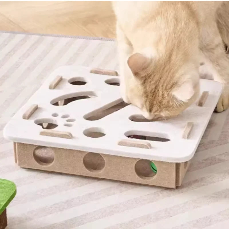 Interactive Cat Toy Maze Game with Bell Balls