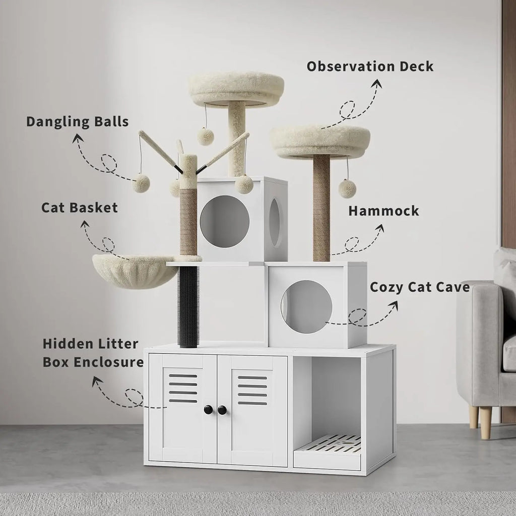 Litter Box Enclosure with Cat Tree