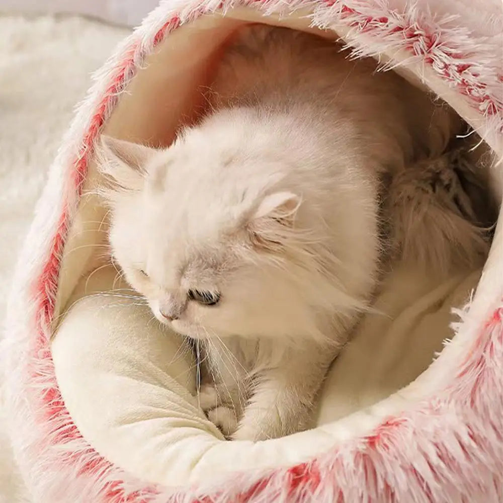 Plush Round Pet Bed for Cats and Small Dogs