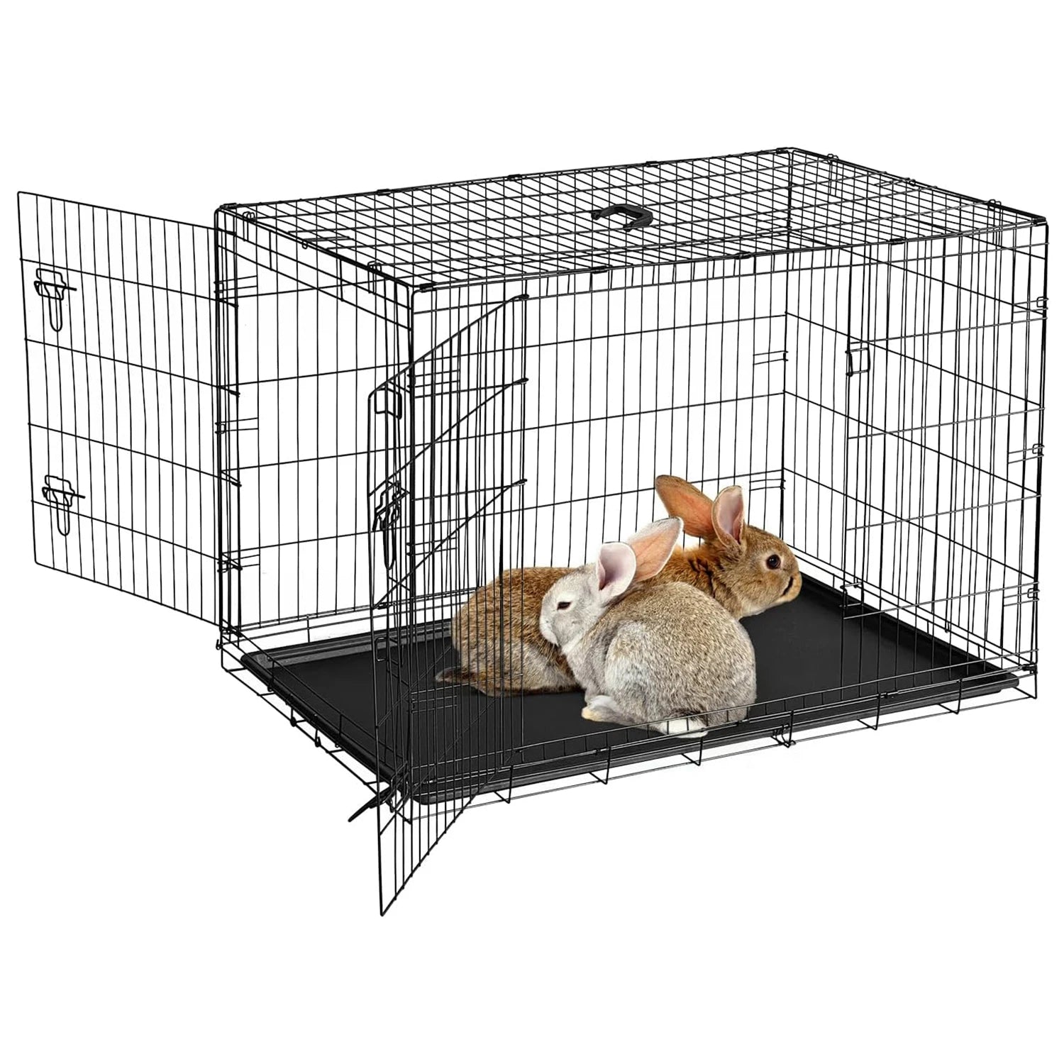 Portable Foldable Small Animal Cage with Slide Out Tray & 2 Door