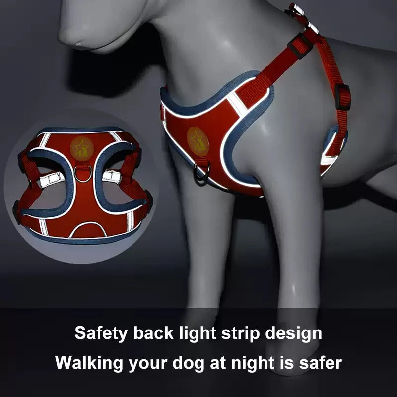 Dog Harness Vest with Traction Rope Reflective Straps