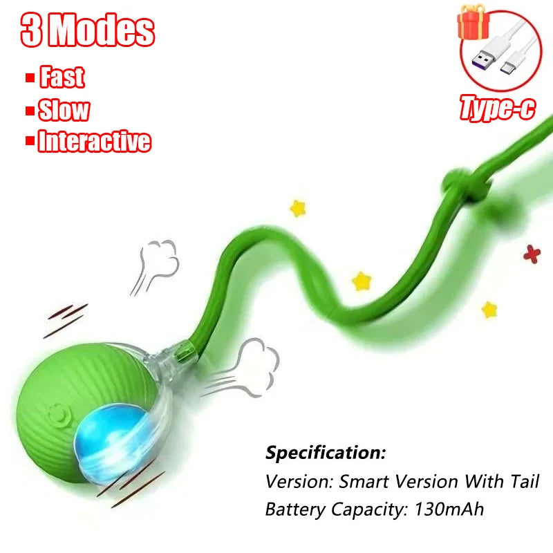 Rechargeable Automatic Rolling Ball with Faux Tail