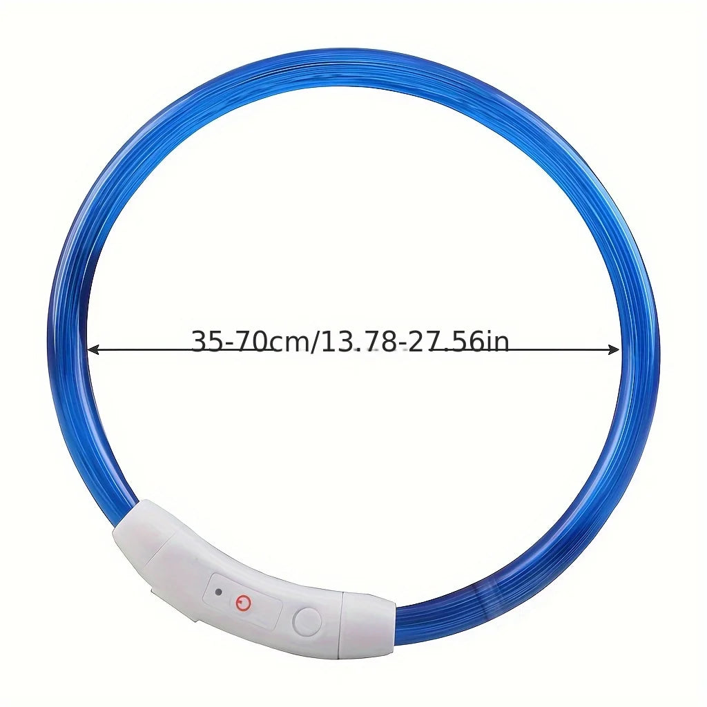 Reflective Glowing LED Dog Collar USB Rechargeable